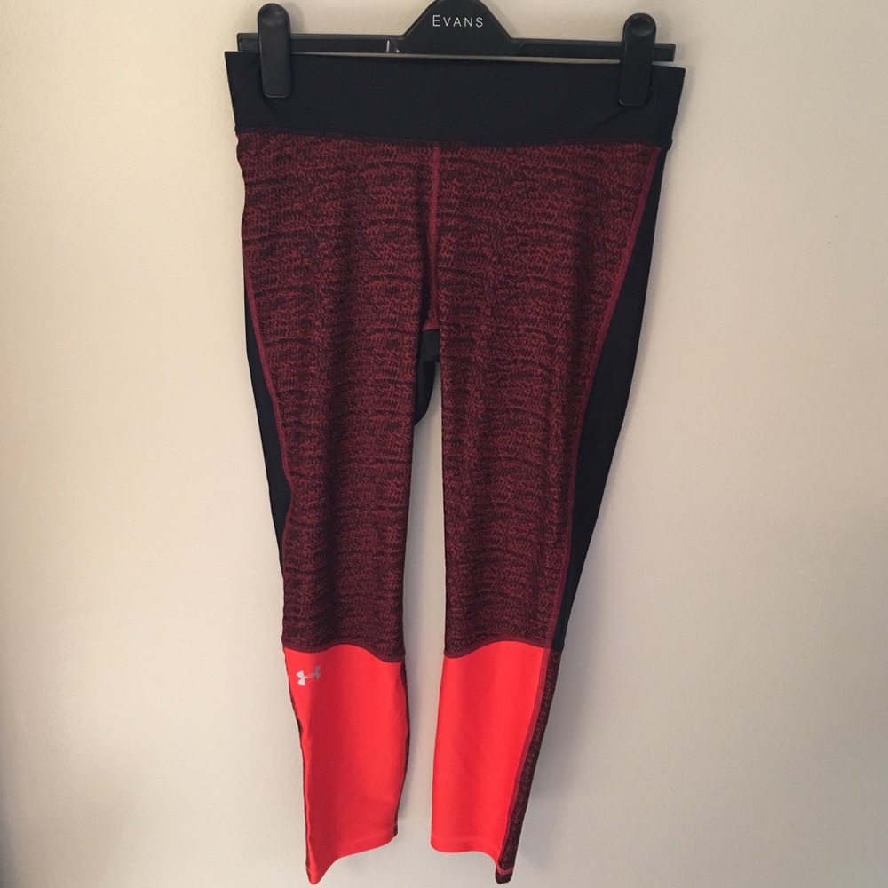 Under armour black/ orange leggings size Large